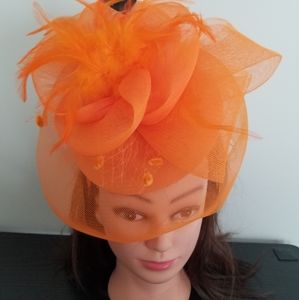 Orange Fascinator headband hat